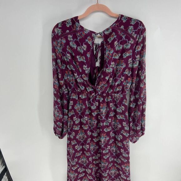 Revolve Tularosa purple Floral Shark Bite open back Peasant Midi Dress Womens XS - Picture 9 of 9